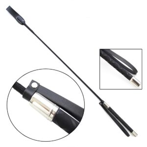 Keinonahkainen ratsupiiska 70 cm, musta väri, kuvassa yksityiskohdat | Freyona Boutique