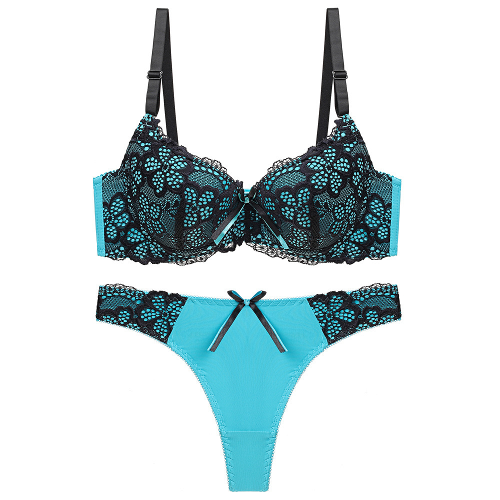 Luxe Lace Comfort - Green lace bra and panty set with elegant lace accents and seamless fit