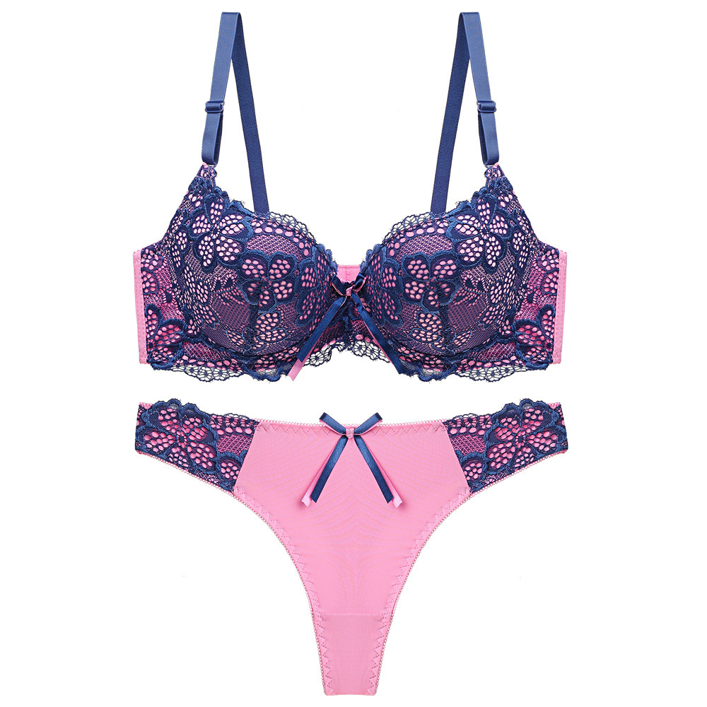 Luxe Lace Comfort - Pink lace bra and underwear set – elegant everyday lingerie by Freyona