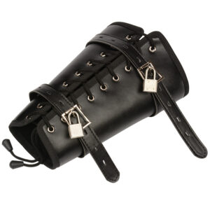 Black PU leather arm restraint cuffs with lace-up design | Freyona Boutique