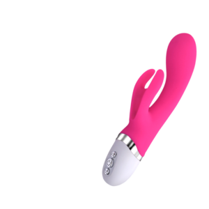 Sally lämmitettävä rabbit-vibraattori sivuprofiilista, ergonominen G-pistekaari