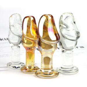 Lasinen anustappi meripihkan ja kirkkaassa sävyssä, veistoksellinen muoto, Freyona Boutique