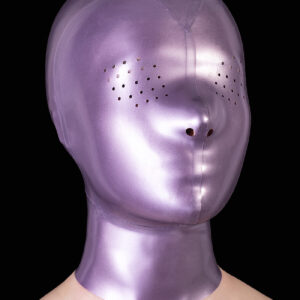 Violetti latex huppu hengitysrei'illäja rei'itetyllä silmien alueella - aisteja rajoittava