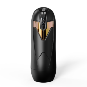 Iron Man Masturbator musta miesten premium-masturbaattori valkoisella taustalla