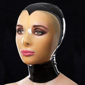 Kaksivärinen latex-huppu musta/nude