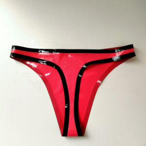 punaiset latex stringit matalalla vyötäröllä