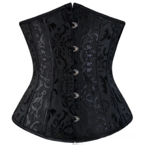 musta brokadikorsetti edestä kuvattuna