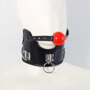 Keinonahkainen kaulapanta suupallolla, musta, pehmustettu malli