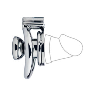 Lukittava palvelulaite irrotettavalla silikonisella dildolla, ruostumatonta terästä