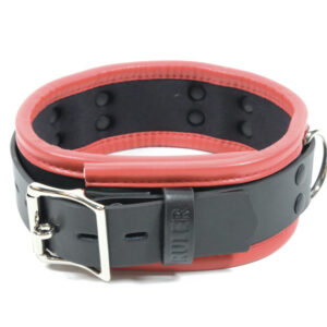 Puna-musta topattu kaksivärinen RULER-kaulapanta D-lenkillä