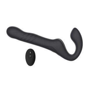 Mina Surge strapless strap on vibraattori kaukosäätimellä musta silikoninen