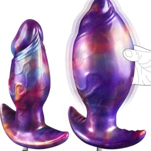 Pumpattava liquid silicone fantasia anaaliappi, väri purple galaxy
