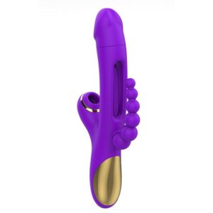 Violetti monitoiminen rabbit-vibraattori klitorisimulla, flapping-liikkeellä ja helmistimulaatiolla. Freyona