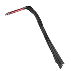 RISE long Leather Flogger Sof Tails, punamusta. Freyona.