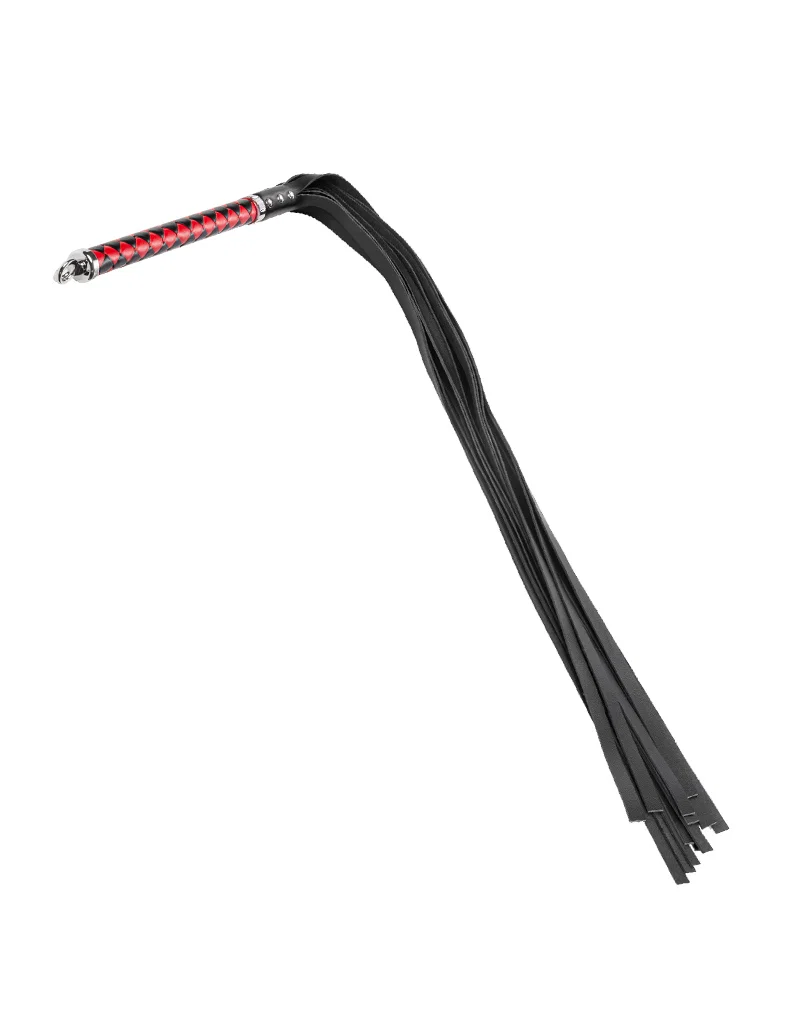RISE long Leather Flogger Sof Tails, punamusta. Freyona.