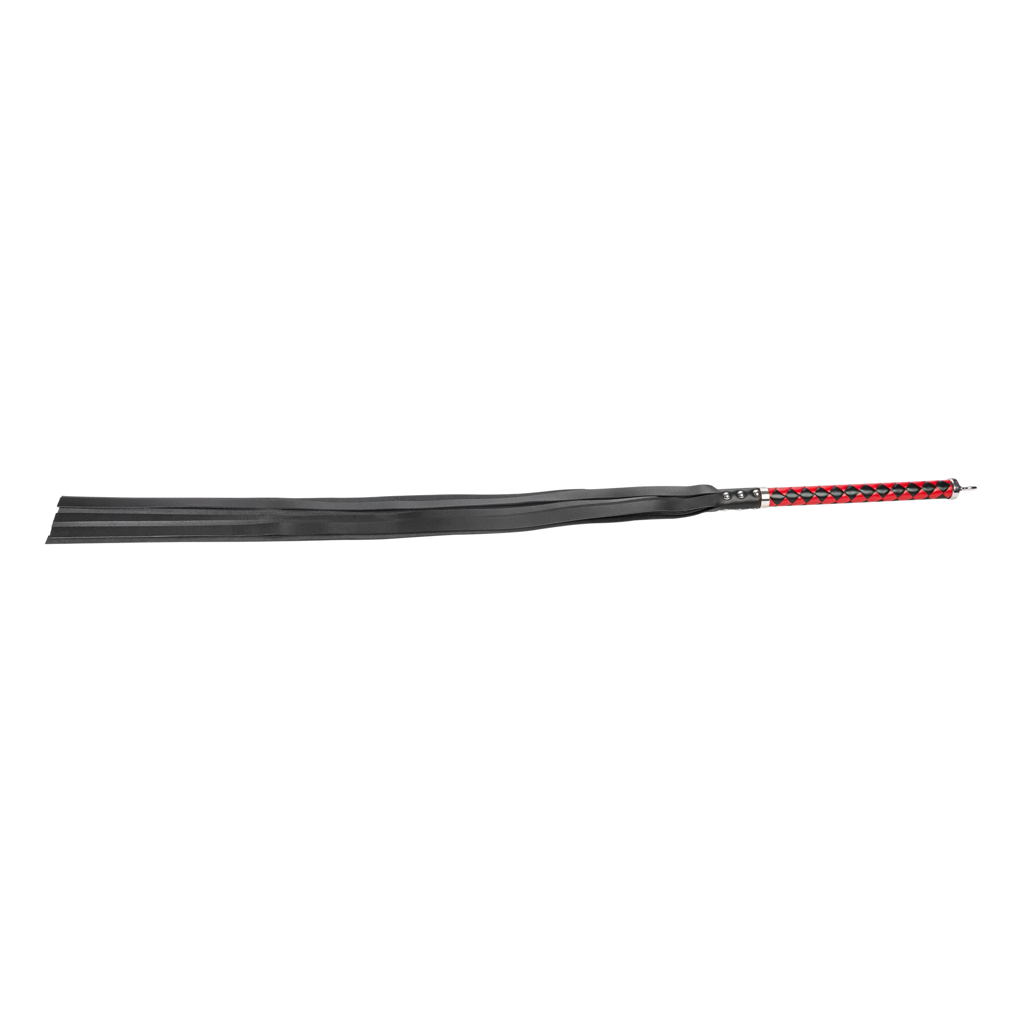 RISE - Long Leather Flogger (Soft Tails) - Musta/Punainen - Image 4