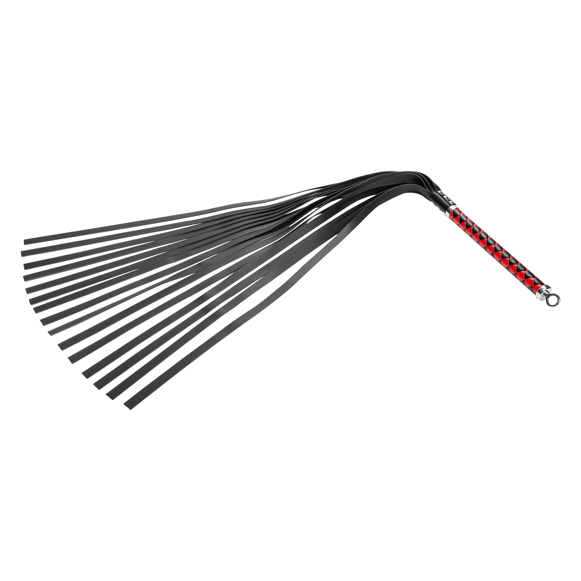 RISE - Long Leather Flogger (Soft Tails) - Musta/Punainen - Image 3