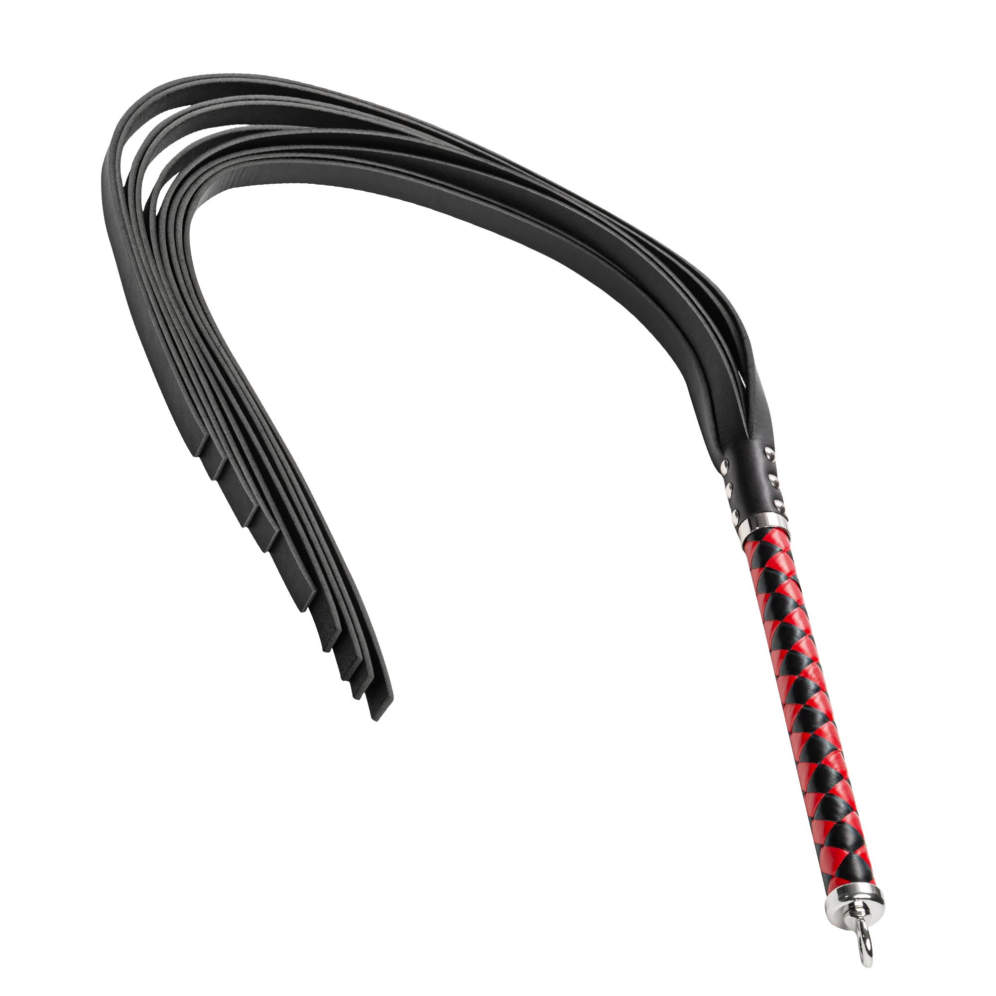 RISE Long Leather Flogger (Hard Tails) – Musta/Punainen - Image 6