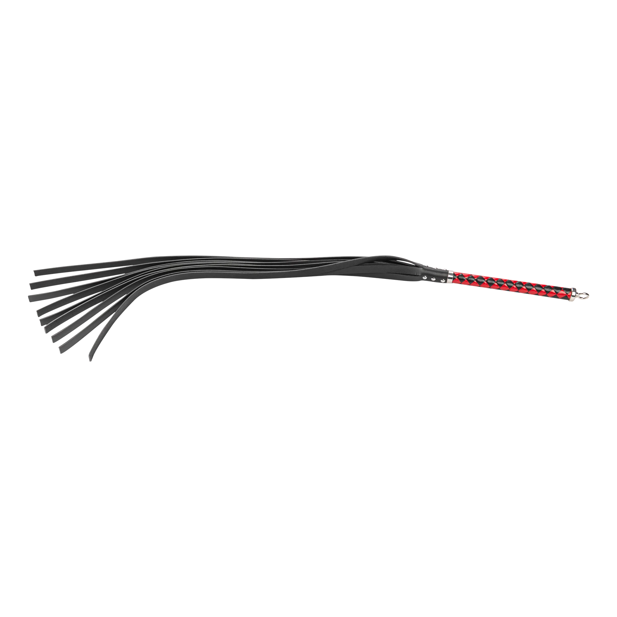 RISE Long Leather Flogger (Hard Tails) – Musta/Punainen - Image 5