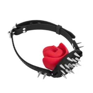 Näyttävä Rimba Bondage Play -suukapula pehmeällä silikonisella suuosalla, irrotettavalla bitillä ja metallisilla piikkikoristeilla. Freyona.