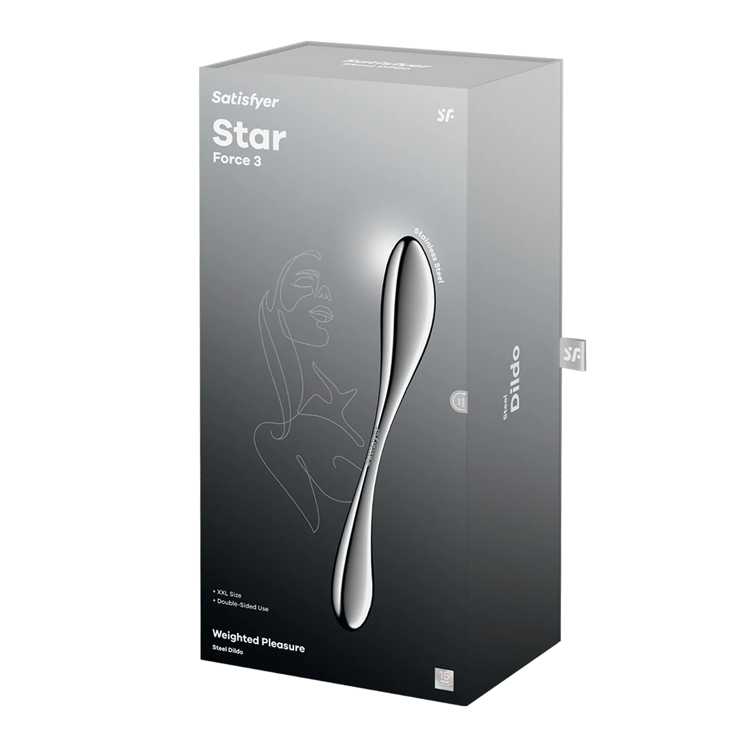 Satisfyer star Force teräsdildo pakkauksineen