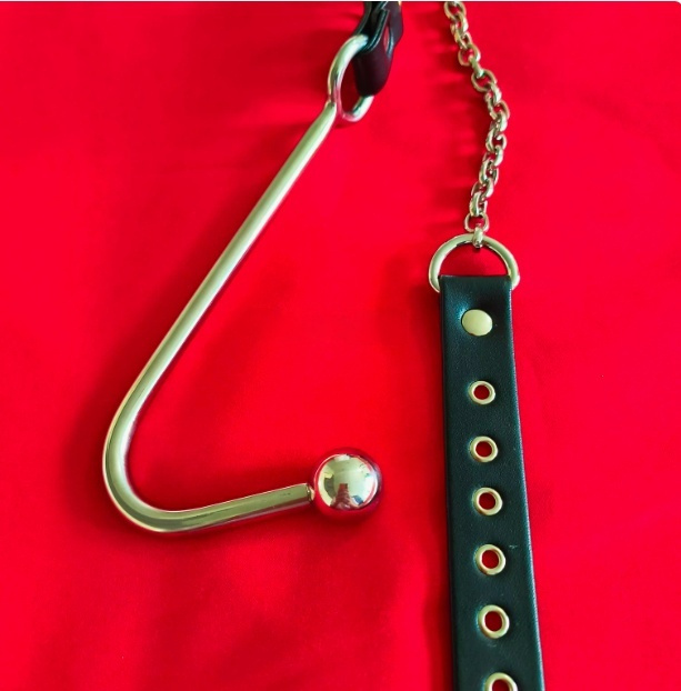 Teräksinen Anaalikoukku Hihnalla & Ketjulla – BDSM-Kontrolliväline - Image 6