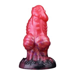 Liquid silicone Fantasy-anaalitappi crimson red. jossa on olentojen inspiroima rakenne ja leveä pohja
