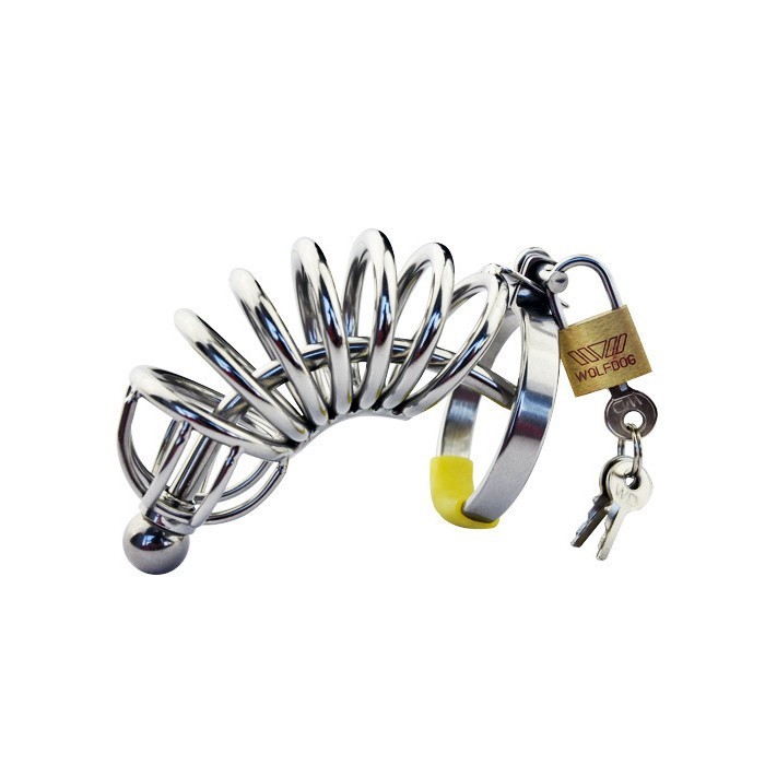 Wolf-Dog Stainless Steel Spiral Chastity Cage | Teräksinen siveyshäkki | Freyona