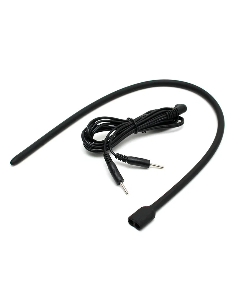 Rimba Electro Play bipolaarinen uretraalidilataattori 38 cm musta silikoninen sähköstimulaatiolaite. Freyona.
