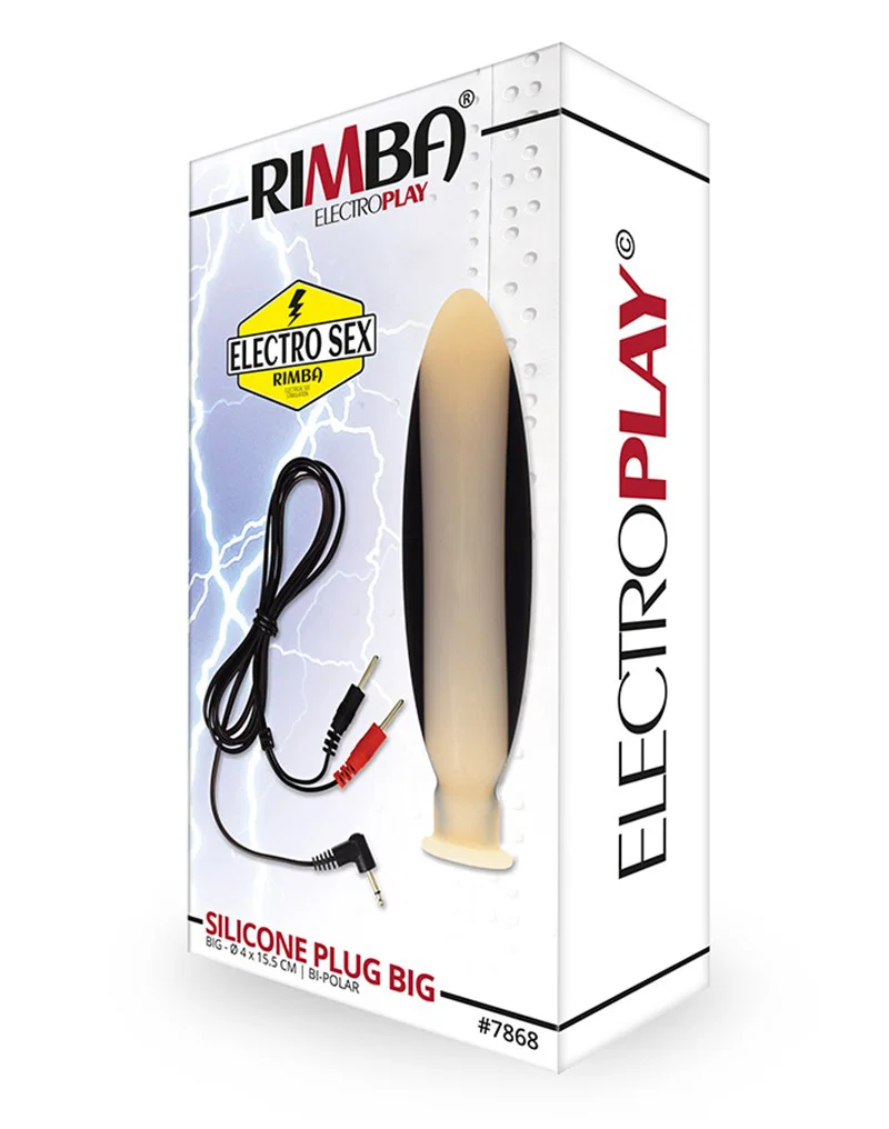 Rimba Electro Play bipolaarinen silikoninen sähkösauva pakkauksineen.