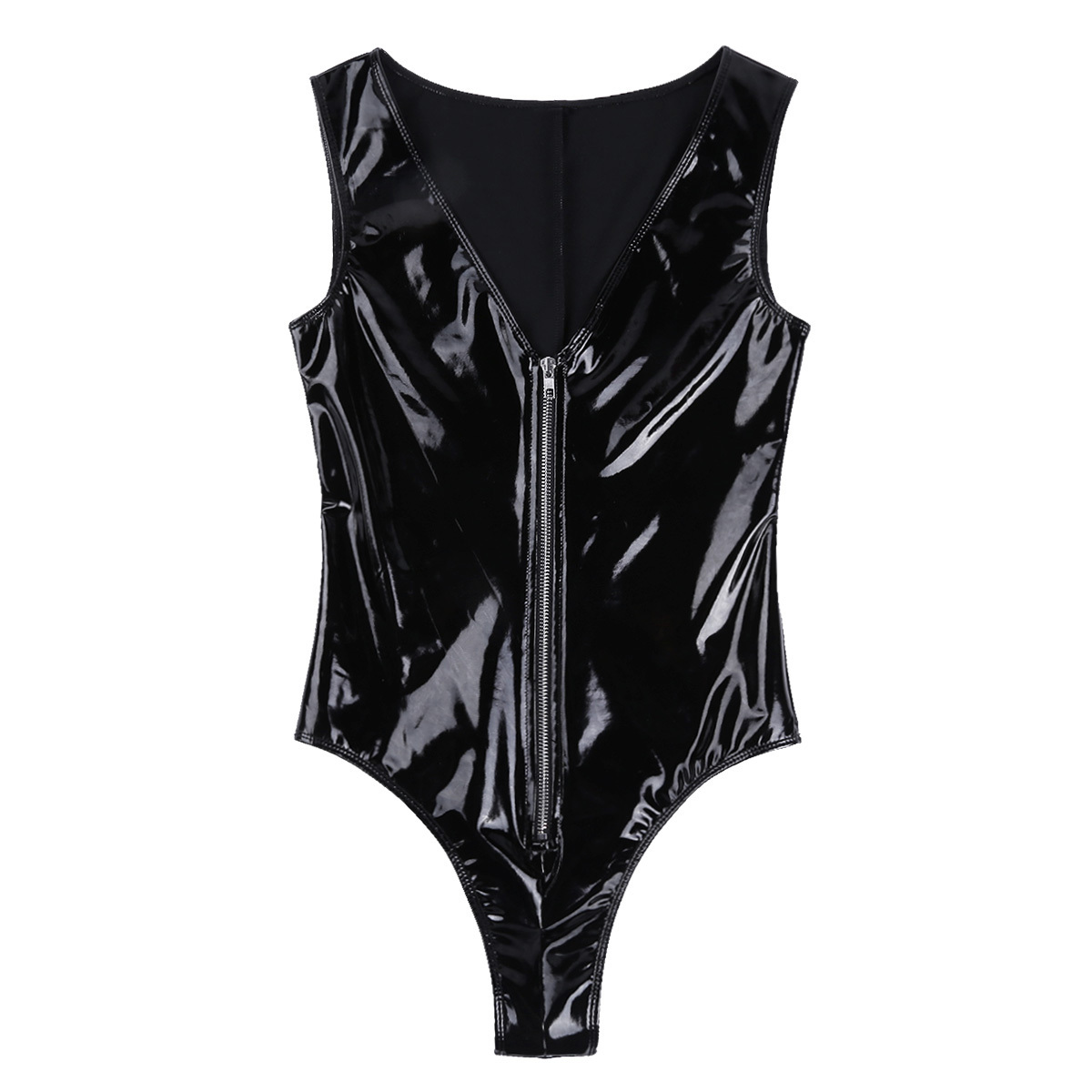 Musta Wetlook Body – Syvä V-pääntie & Vetoketju - Image 5