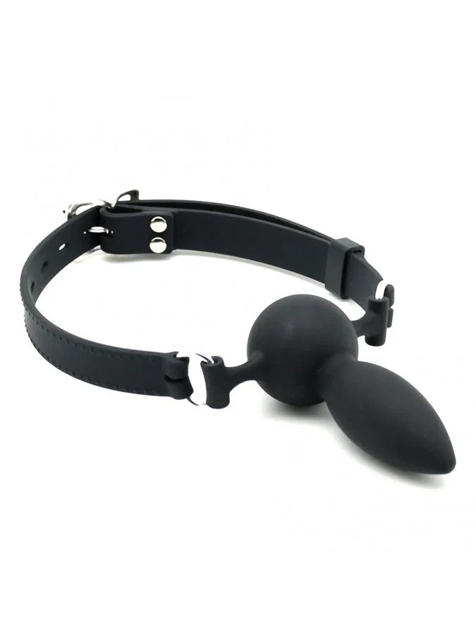 Rimba Latex Play silikoninen suupallo ulkoisella dildolla. Freyona.