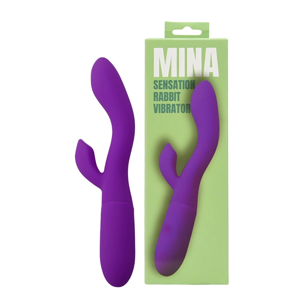 MINA Sensation Rabbit violetti rabbit-vibraattori pakkauksen kanssa
