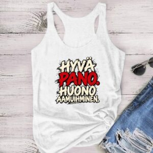 Rouhea "Hyvä pano. Huono aamuihminen" -printtitoppi, unisex S–3XL | Freyona