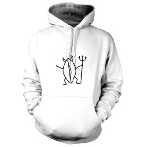 Vittusaatana – valkoinen unisex-huppari. Freyona.