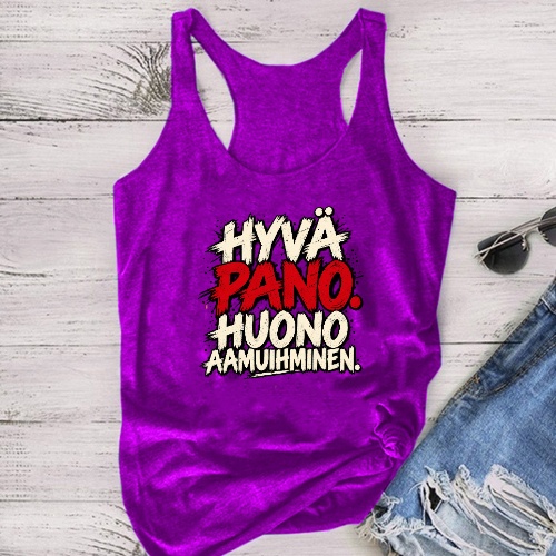 "Hyvä pano. Huono aamuihminen." - Unisex toppi - Useita värejä - Image 3