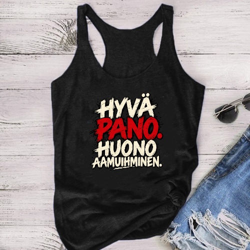 "Hyvä pano. Huono aamuihminen." - Unisex toppi - Useita värejä - Image 7