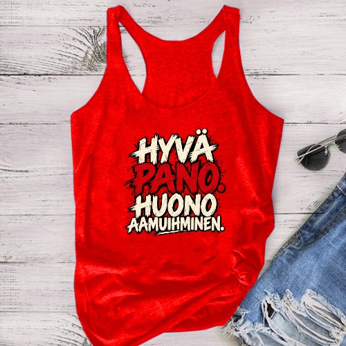 "Hyvä pano. Huono aamuihminen." - Unisex toppi - Useita värejä - Image 8
