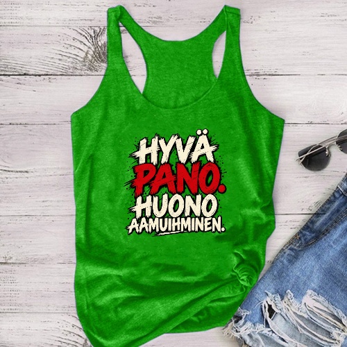 "Hyvä pano. Huono aamuihminen." - Unisex toppi - Useita värejä - Image 2